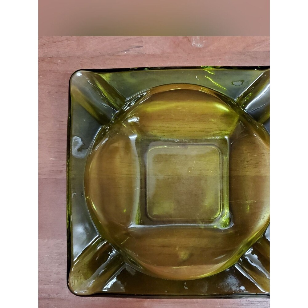 Vintage Classic Green Square Ashtray or Repurposed Trinket Dish